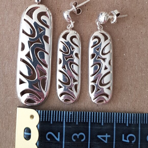 Sterling silver set (earrings and pendant) - Picture 6 of 6